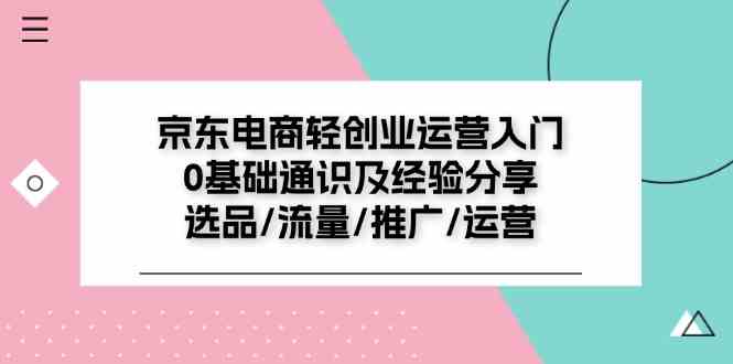 京东电商轻创业运营入门0基础通识及经验分享：选品/流量/推广/运营-聊项目