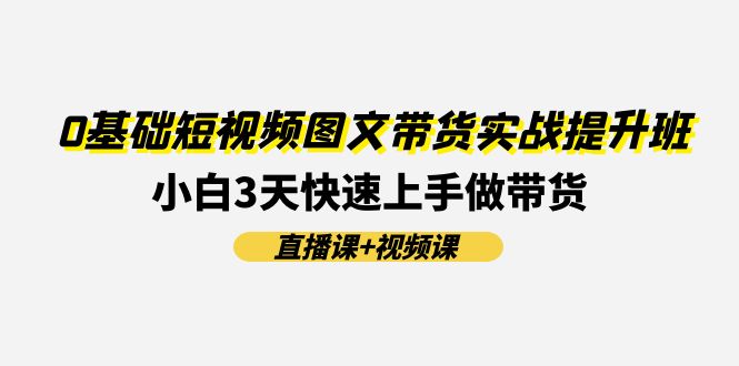0基础短视频图文带货实战提升班,小白3天快速上手做带货(直播课+视频课)-聊项目