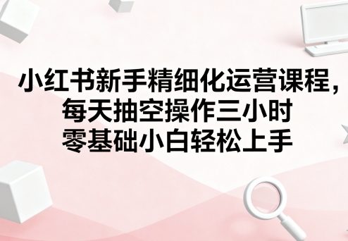 小红书新手精细化运营课程，每天抽空操作三小时，零基础小白轻松上手-聊项目