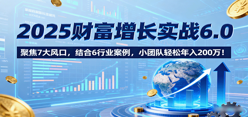 2025财富增长实战6.0，聚焦7大风口，结合6行业案例，小团队轻松年入200万！-聊项目