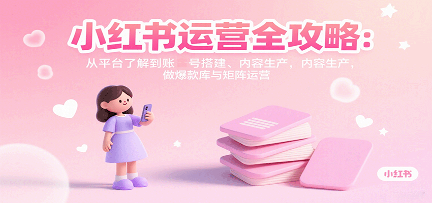 小红书运营全攻略：从平台了解到账号搭建、内容生产，做爆款库与矩阵运营-聊项目