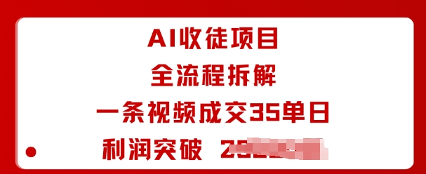 AI收徒项目全流程拆解一条视频成交35单日利润突破1k+-聊项目