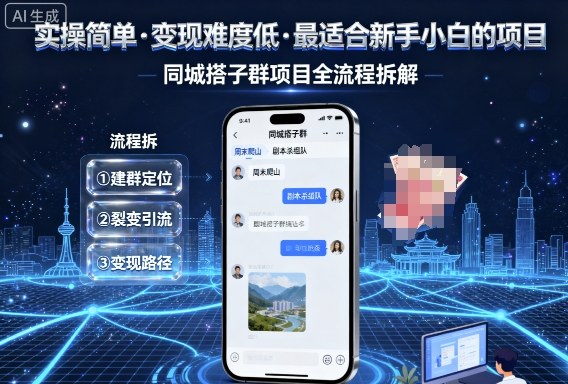 实操简单，变现难度低，最适合新手小白做的项目，每天轻松收入3张，同城搭子群项目全流程拆解-聊项目