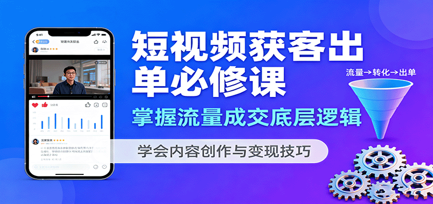 短视频获客出单必修课：掌握流量成交底层逻辑，学会内容创作与变现技巧-聊项目