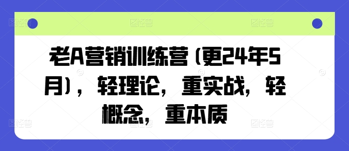 老A营销训练营(更25年10月)，轻理论，重实战，轻概念，重本质-聊项目