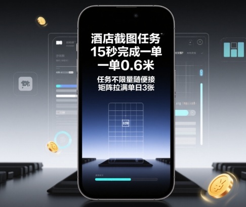 酒店截图任务，15秒完成一单，一单0.6米，任务不限量随便接，矩阵拉满单日3张【揭秘】-聊项目