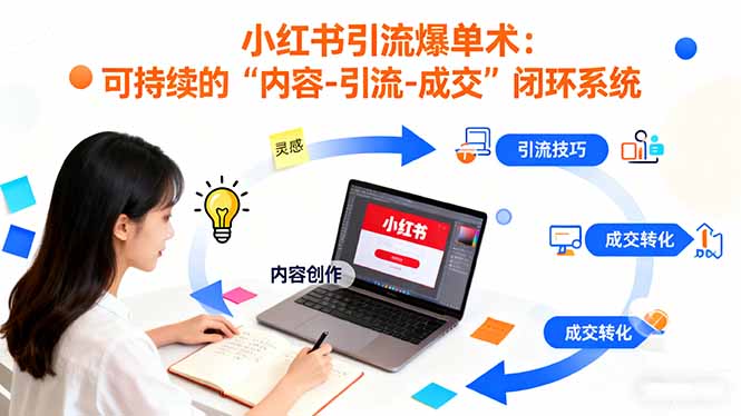 小红书引流爆单术：构建一套低成本 可持续的“内容-引流-成交”闭环系统-聊项目
