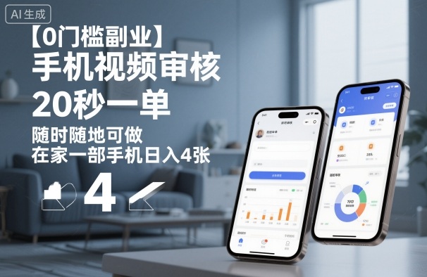 【0门槛副业】手机视频审核，20秒一单，随时随地可做，在家一部手机日入4张【揭秘】-聊项目