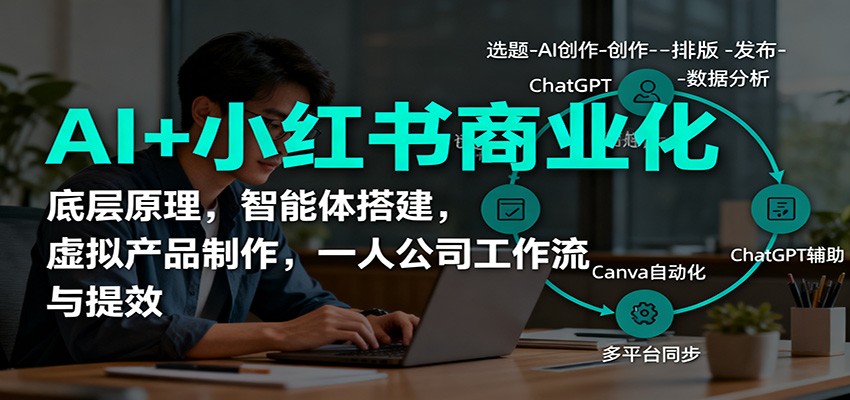 AI+小红书商业化，底层原理，智能体搭建，虚拟产品制作，一人公司工作流与提效-聊项目