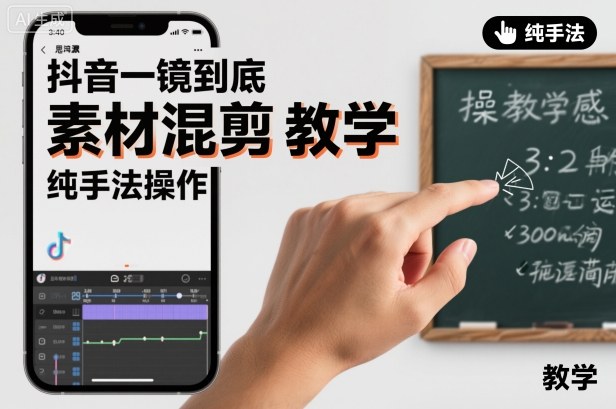 抖音一镜到底素材混剪教学，纯手法操作-聊项目