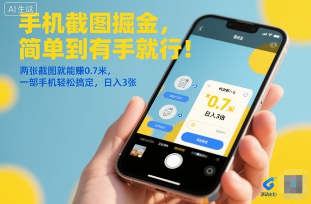 手机截图掘金，简单到有手就行！两张截图就能賺0.7米，一部手机轻松搞定，日入3张【揭秘】-聊项目