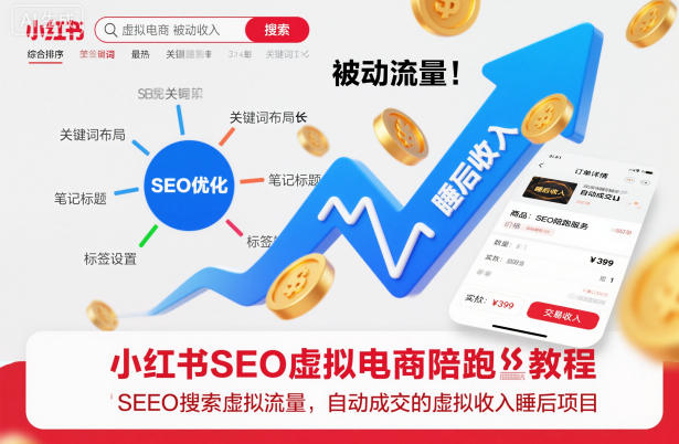 小红书SEO虚拟电商陪跑教程，实现seo搜索被动流量，自动成交的被动收入睡后项目-聊项目