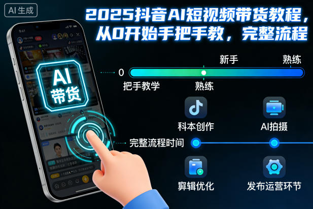 2025抖音AI短视频带货教程，从0开始手把手教，完整流程-聊项目