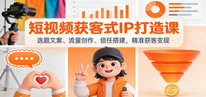 短视频获客式IP打造课：选题文案、流量创作、信任搭建，精准获客变现-聊项目