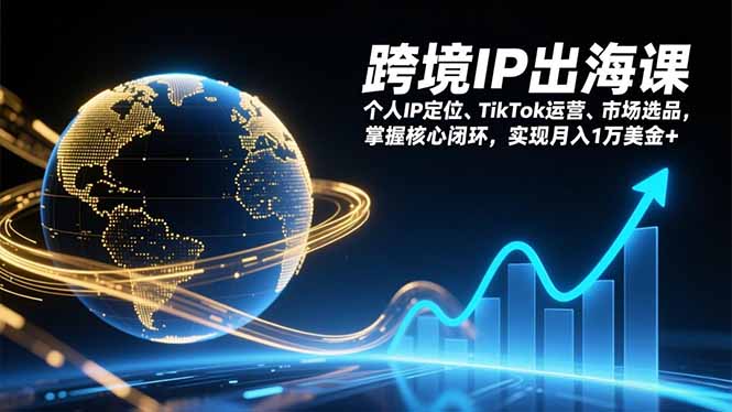 跨境IP出海课，个人IP定位、TikTok运营、市场选品，掌握核心闭环，实现月入1万美金+-聊项目