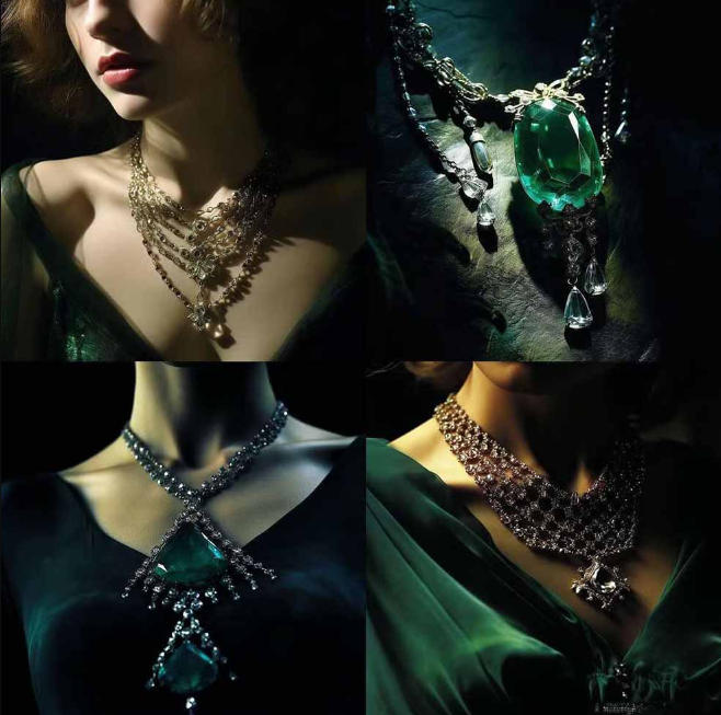 460+专业Midjourney珠宝摄影AI提示词戒指,项链-耳环-手链-宝石等,立即开始创作珠宝艺术