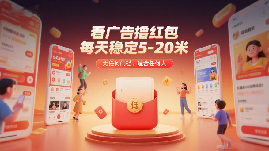 看广告撸红包，每天稳定5-20米，无任何门槛，适合任何人-聊项目