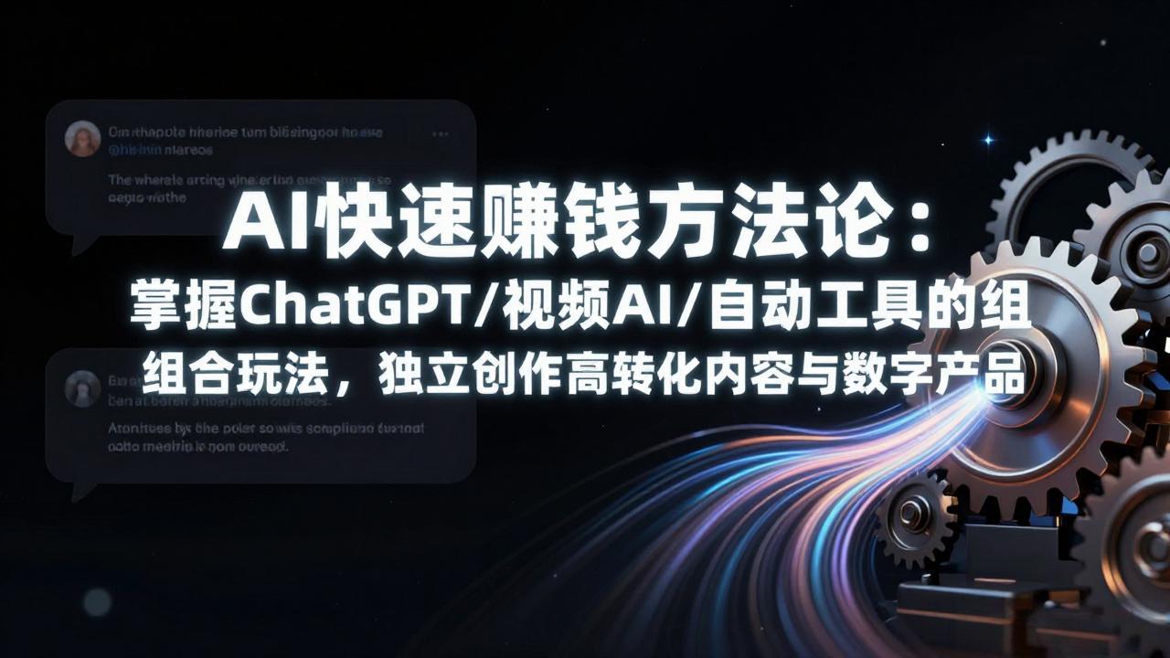 AI快速赚钱方法论：掌握ChatGPT/视频AI/自动化工具的组合玩法，独立创作高转化内容与数字产品-聊项目