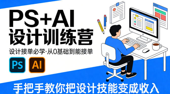 设计接单必学，PS+AI设计训练营，从0基础到能接单，手把手教你把设计技能变成收入-聊项目