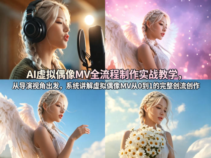 AI虚拟偶像MV全流程制作实战教学，从导演视角出发，系统讲解虚拟偶像MV从0到1的完整创作流程-聊项目