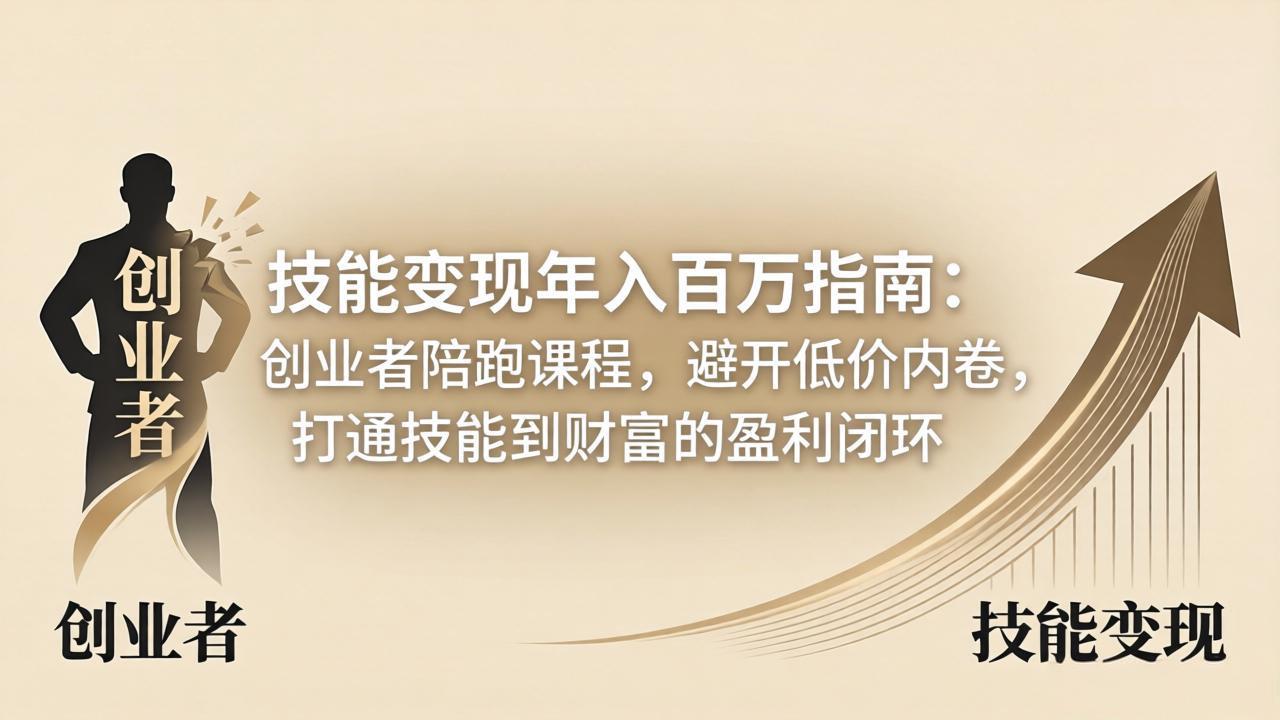 技能变现年入百万指南：创业者陪跑课程，避开低价内卷，打通技能到财富的盈利闭环-聊项目