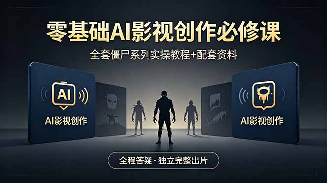 零基础AI影视创作必修课，全套僵尸系列实操教程加配套资料，全程答疑带你独立完整出片-聊项目