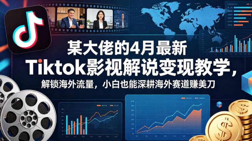 某大佬的4月最新Tiktok影视解说变现教学，解锁海外流量，小白也能深耕海外赛道賺美刀-聊项目