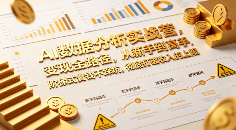 AI数据分析实战营，变现全路径，从新手到高手，阶梯式賺钱不踩坑，彻底打破收入的上限-聊项目