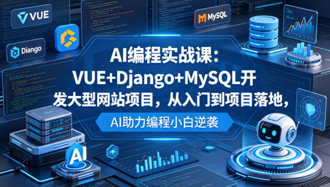AI编程实战课：VUE+Django+MySQL开发大型网站项目，从入门到项目落地，AI助力编程小白逆袭-聊项目