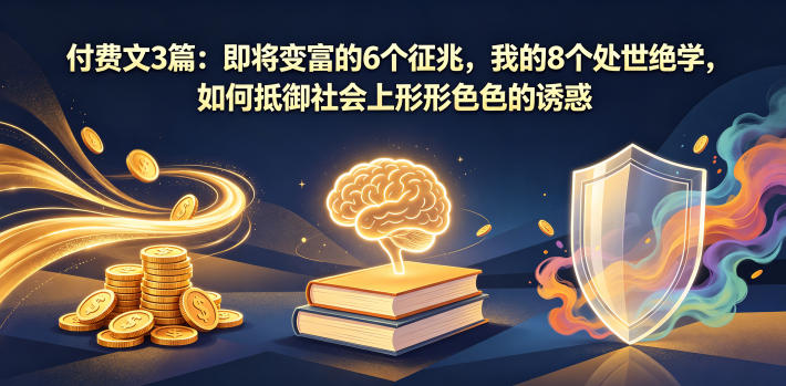 付费文3篇：即将变富的6个征兆，我的8个处世绝学，如何抵御社会上形形色色的诱惑-聊项目