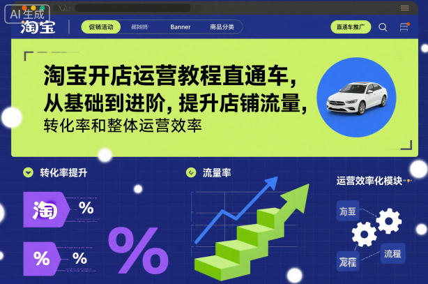 淘宝开店运营教程直通车，从基础到进阶，提升店铺流量，转化率和整体运营效率(更新26年05月27日)-聊项目