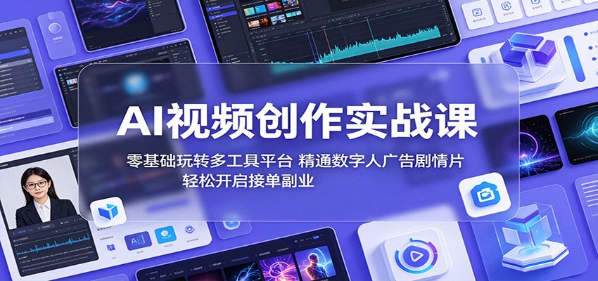 AI视频创作实战课：零基础玩转多工具平台，精通数字人广告、剧情片，轻松开启接单副业-聊项目