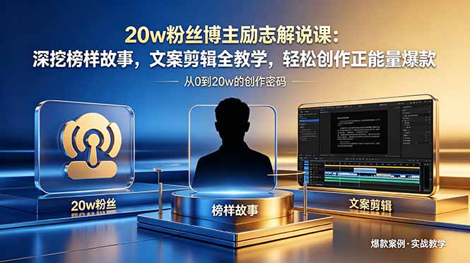 20w粉丝博主励志解说课：深挖榜样故事，文案剪辑全教学，轻松创作正能量爆款-聊项目