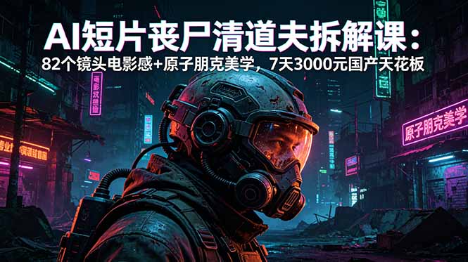 AI短片《丧尸清道夫》拆解课：82个镜头电影感+原子朋克美学，7天3000元国产天花板-聊项目