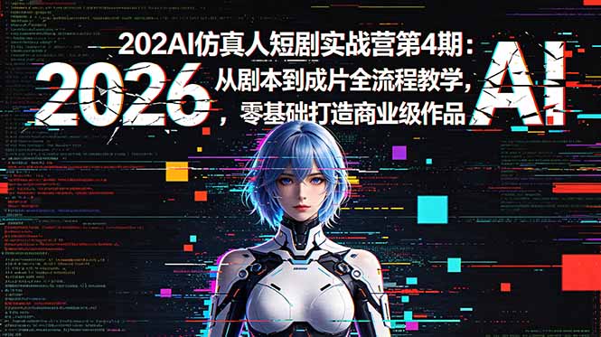 2026AI仿真人短剧实战营第4期：从剧本到成片全流程教学，零基础打造商业级作品-聊项目