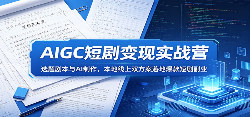 AIGC短剧变现实战营：选题剧本与AI制作，本地线上双方案落地爆款短剧副业-聊项目