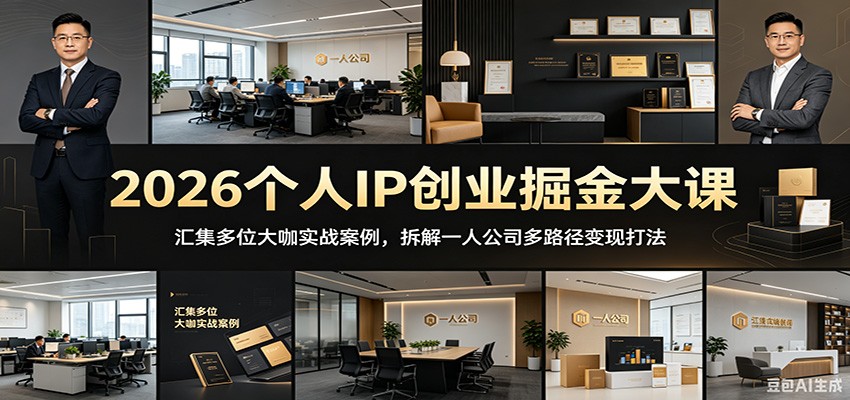 2026个人IP创业掘金大课：汇集多位大咖实战案例，拆解一人公司多路径变现打法-聊项目