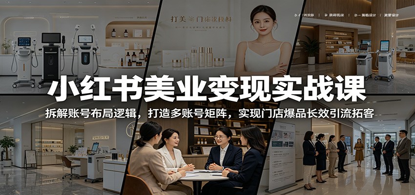 小红书美业变现实战课：拆解账号布局逻辑，打造多账号矩阵，实现门店爆品长效引流拓客-聊项目