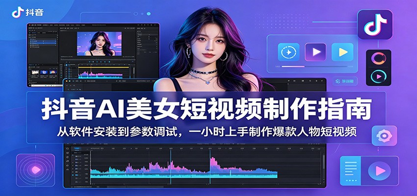 抖音AI美女短视频制作指南：从软件安装到参数调试，一小时上手制作爆款人物短视频-聊项目