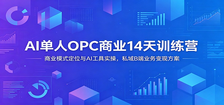 AI单人OPC商业14天训练营：商业模式定位与AI工具实操，私域B端业务变现方案-聊项目