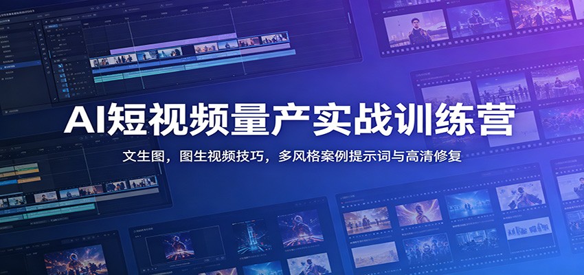 AI短视频量产实战训练营：文生图，图生视频技巧，多风格案例提示词与高清修复-聊项目