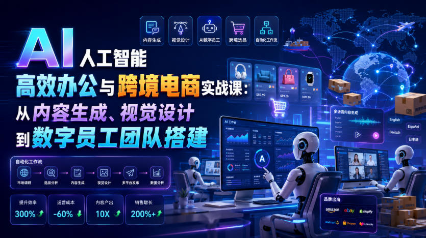 AI人工智能高效办公与跨境电商实战课：从内容生成、视觉设计到数字员工团队搭建-聊项目