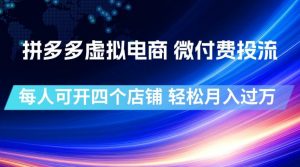 拼多多虚拟电商，微付费投流玩法，每人可开四个店，轻松月入过1W【揭秘】-聊项目