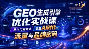 GEO生成引擎优化实战课，从入门到精通，破解AI时代的流量与品牌密码-聊项目