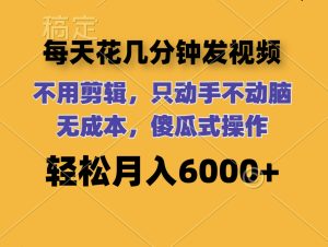 (12119期)每天花几分钟发视频 无需剪辑 动手不动脑 无成本 傻瓜式操作 轻松月入6…-聊项目