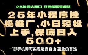 微信小程序挂G推广，解放双手，保底日入5张【揭秘】-聊项目