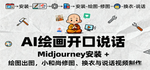 AI绘画开口说话,Midjourney安装 + 绘图出图,小和尚修图、换衣与说话视频制作-聊项目