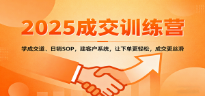 2025成交实战训练营：学成交道、日销SOP，建客户系统，让下单更轻松，成交更丝滑-聊项目