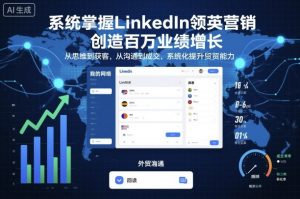 系统掌握LinkedIn领英营销,创造百万业绩增长,从思维到获客,从沟通到成交,系统化提升外贸能力-聊项目