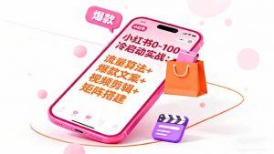 小红书0-100冷启动实战：流量算法+爆款选品+爆款文案+视频剪辑+矩阵搭建-聊项目